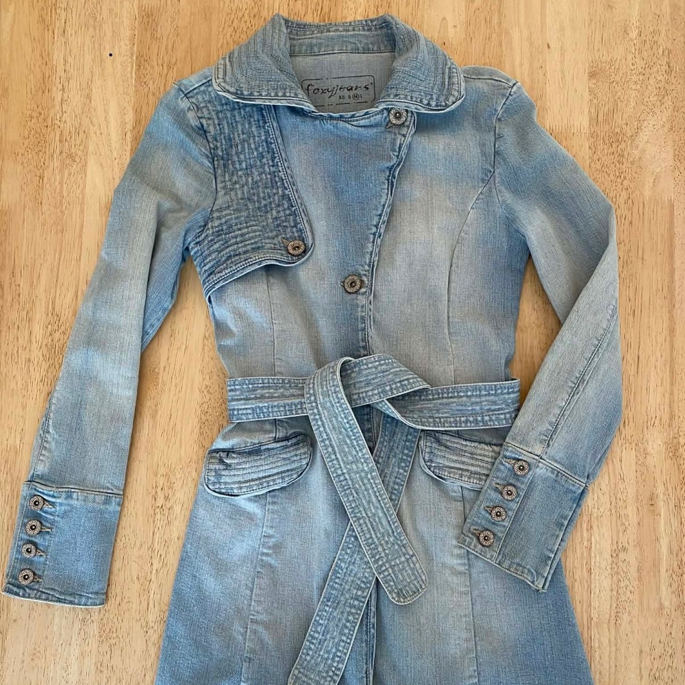 Long Denim Jacket  Veste Jean Style Western Foxyjeans Medium